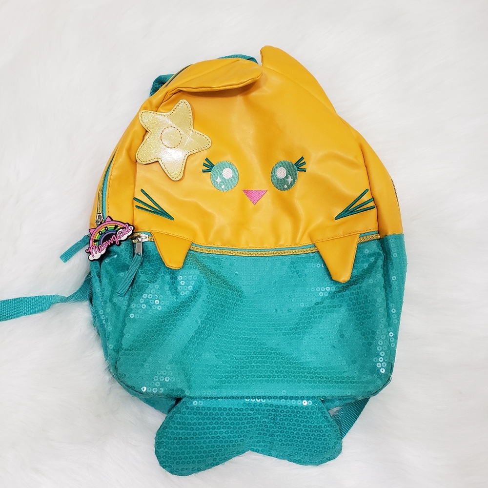 Meowgical cat mermaid sequin backpack